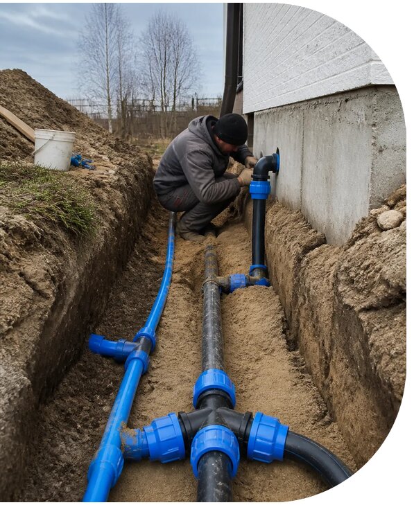Монтаж наружного водопровода на участке под ключ в Таганроге